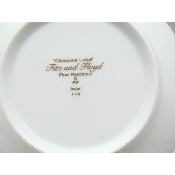 Fitz And Floyd Cloisonne Lotus 5 1/2" Saucers Set Of 4 Saucers Excellent Cond - Picture 9 of 11